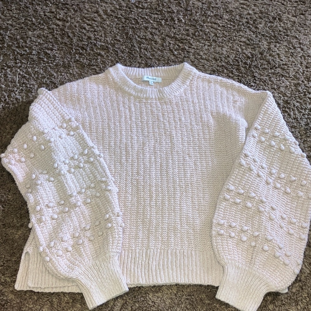 Madewell Blush Bobble Sleeve Pullover Sweater Sz M - Picture 4 of 8
